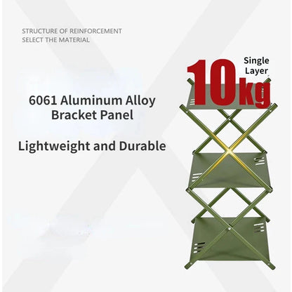 Folding Outdoor Storage Rack - 2 or 3 Tier Camping Shelf by HitMyNeed