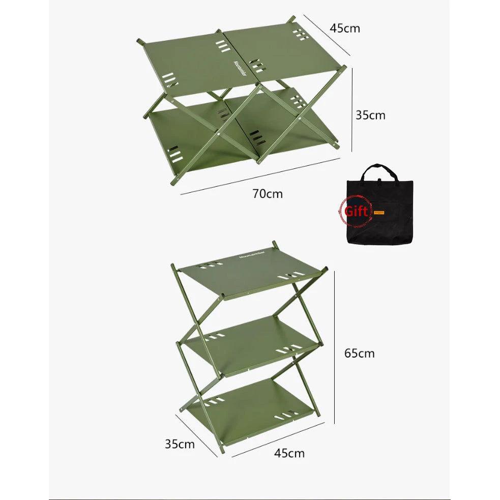 Folding Outdoor Storage Rack - 2 or 3 Tier Camping Shelf by HitMyNeed