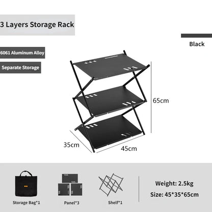 Folding Outdoor Storage Rack - 2 or 3 Tier Camping Shelf by HitMyNeed