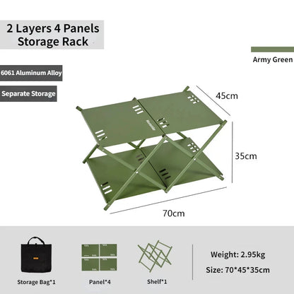 Folding Outdoor Storage Rack - 2 or 3 Tier Camping Shelf by HitMyNeed