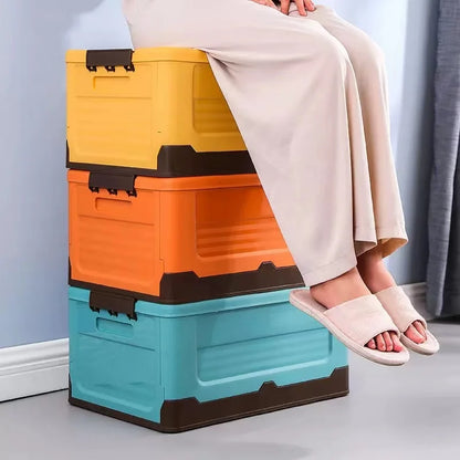 Folding Plastic Storage Box with Lid 32 x 23 x 21.5cm by HitMyNeed