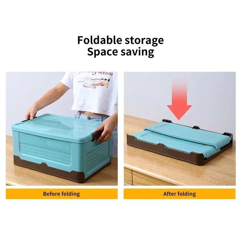 Folding Plastic Storage Box with Lid 32 x 23 x 21.5cm by HitMyNeed