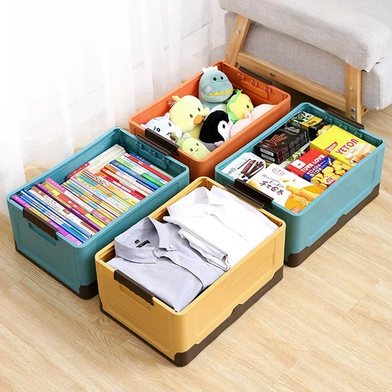 Folding Plastic Storage Box with Lid 32 x 23 x 21.5cm by HitMyNeed