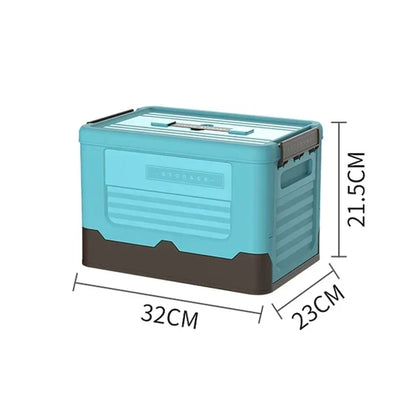 Folding Plastic Storage Box with Lid 32 x 23 x 21.5cm blue by HitMyNeed
