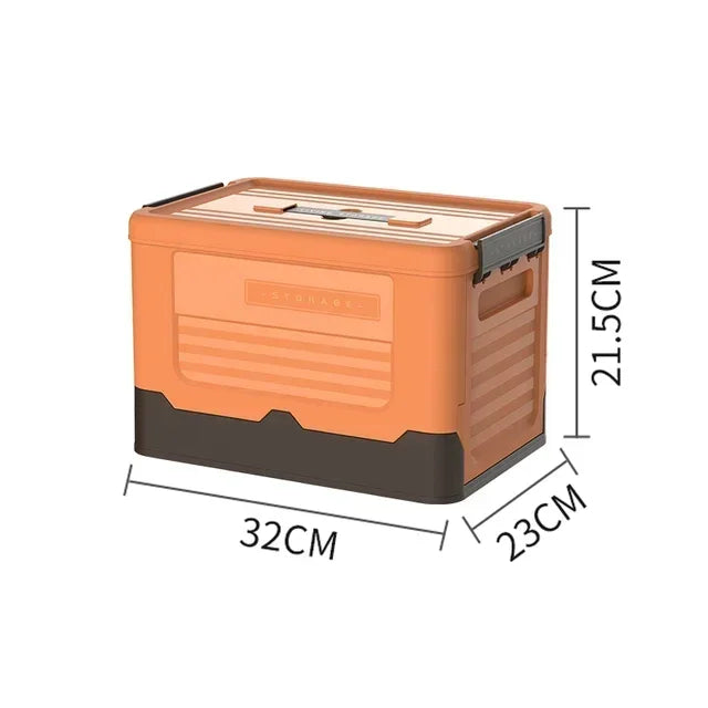 Folding Plastic Storage Box with Lid 32 x 23 x 21.5cm orange by HitMyNeed