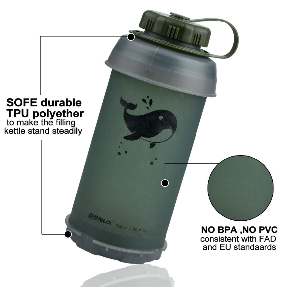 Folding Portable Water Bottle 750ml TPU by HitMyNeed