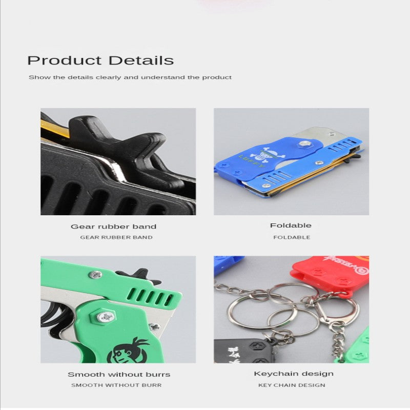 Folding Rubber Band Pistol Keychain Fidget Toy by HitMyNeed