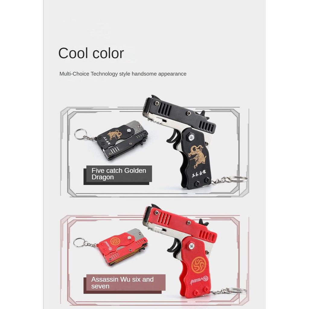 Folding Rubber Band Pistol Keychain Fidget Toy by HitMyNeed