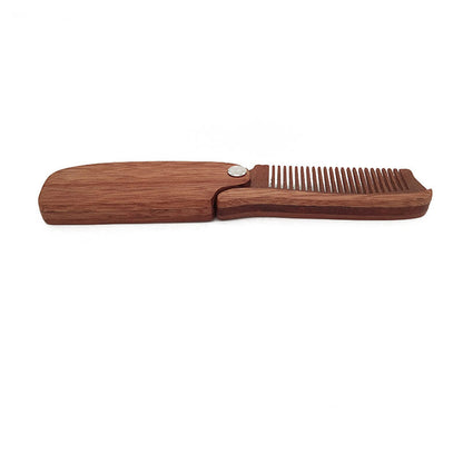 Folding Sandalwood Beard Comb and Hair Styling Brush by HitMyNeed