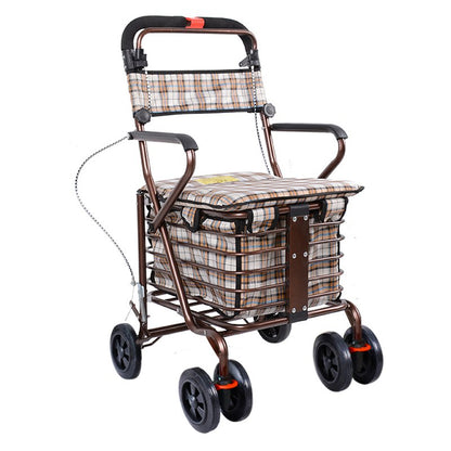 Folding Shopping Basket Cart with Seat and Brakes by HitMyNeed