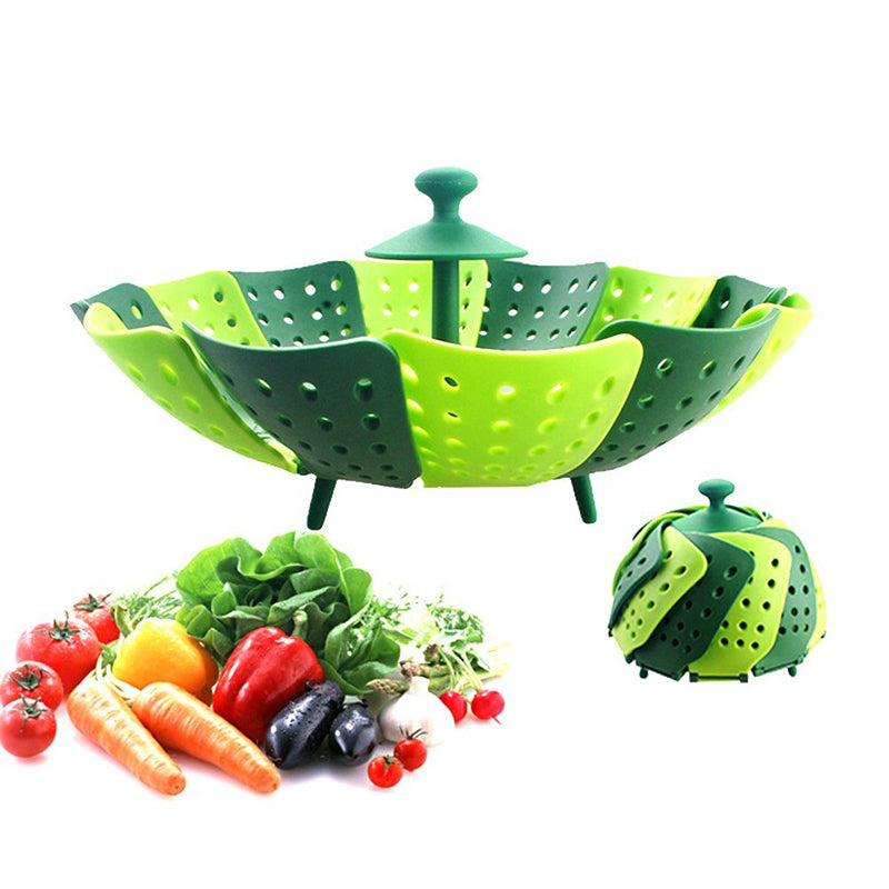 Folding Silicone Food Steamer Basket by HitMyNeed