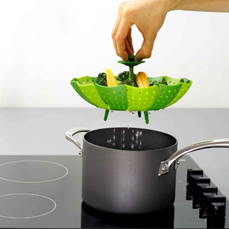 Folding Silicone Food Steamer Basket by HitMyNeed