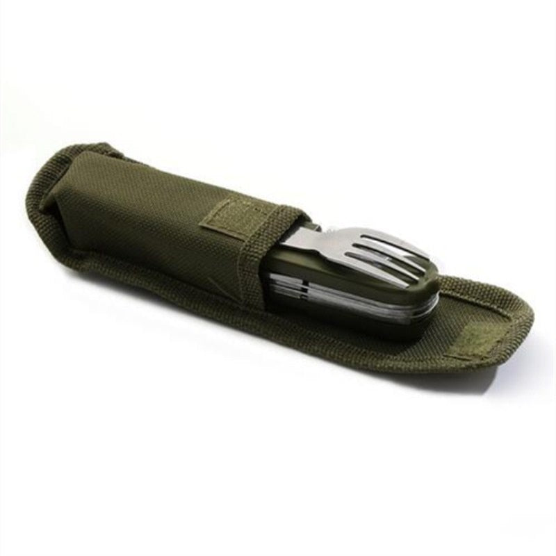 Folding Stainless Steel Camping Utensil Set by HitMyNeed
