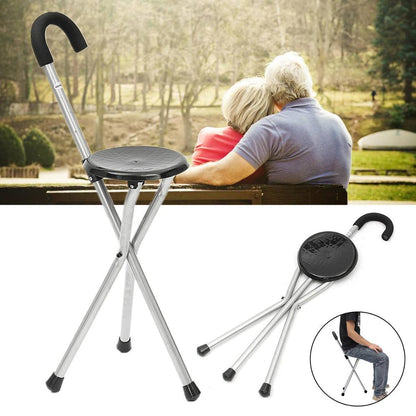 Folding Walking Stick with Integrated Seat by HitMyNeed