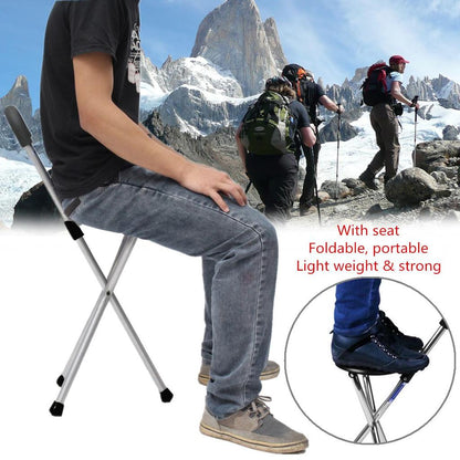 Folding Walking Stick with Integrated Seat by HitMyNeed