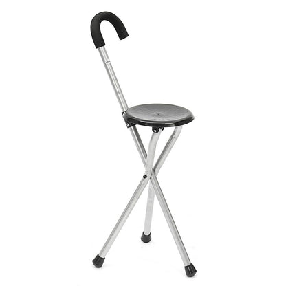 Folding Walking Stick with Integrated Seat by HitMyNeed