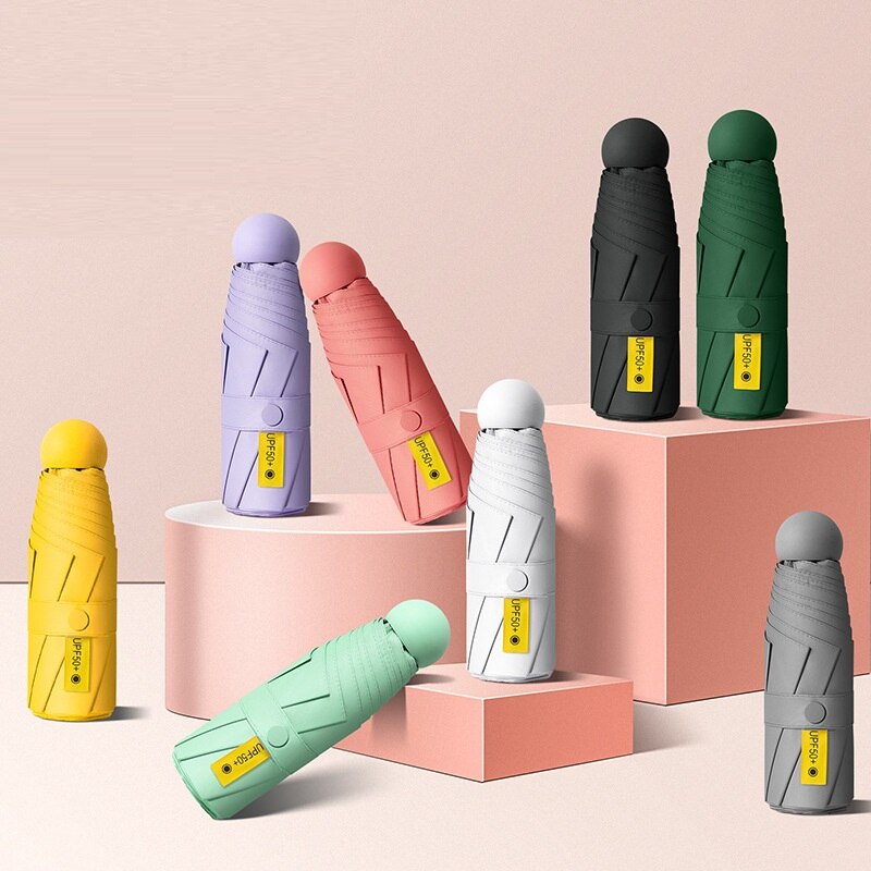 Folding Windproof Mini Travel Umbrella with Capsule Case by HitMyNeed