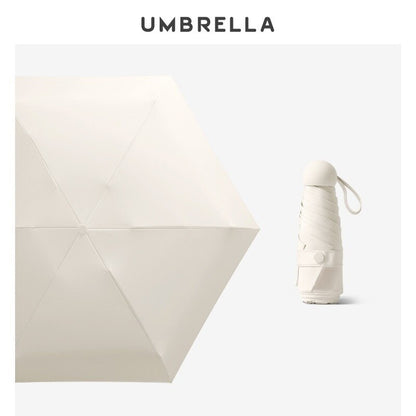 Folding Windproof Mini Travel Umbrella with Capsule Case beige by HitMyNeed