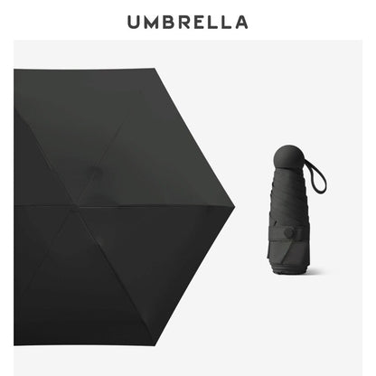 Folding Windproof Mini Travel Umbrella with Capsule Case black by HitMyNeed