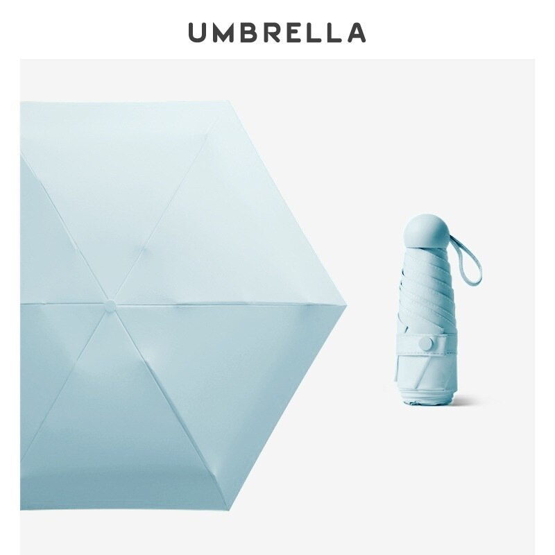 Folding Windproof Mini Travel Umbrella with Capsule Case blue by HitMyNeed