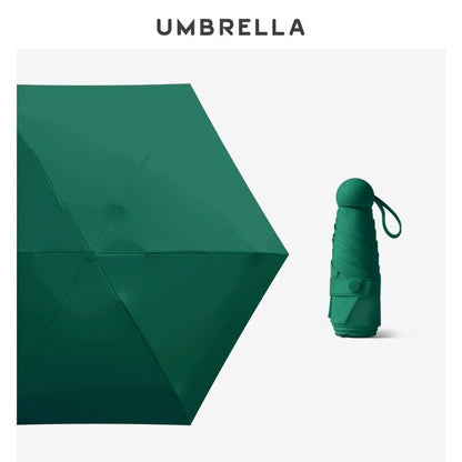 Folding Windproof Mini Travel Umbrella with Capsule Case green by HitMyNeed