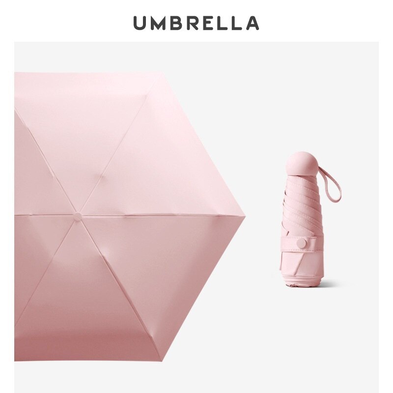 Folding Windproof Mini Travel Umbrella with Capsule Case pink by HitMyNeed