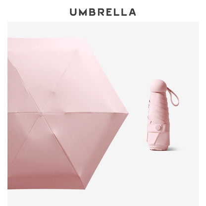 Folding Windproof Mini Travel Umbrella with Capsule Case pink by HitMyNeed