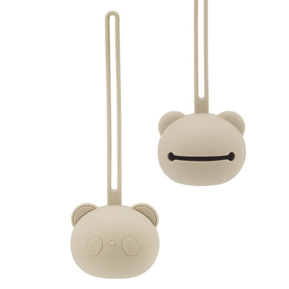 Food Grade Silicone Pacifier Case with Strap beige by HitMyNeed