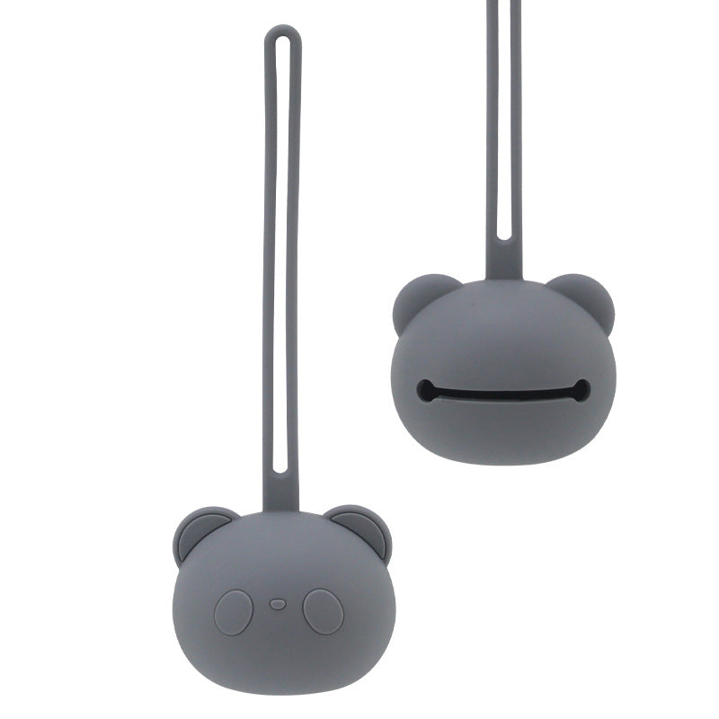 Food Grade Silicone Pacifier Case with Strap grey by HitMyNeed