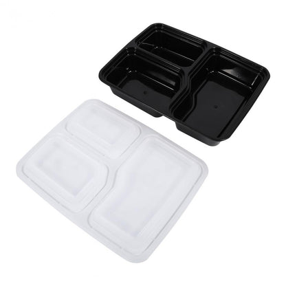 Food Prep Containers with Lids, 3-Compartment (Set of 10) by HitMyNeed
