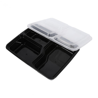 Food Prep Containers with Lids, 3-Compartment (Set of 10) by HitMyNeed