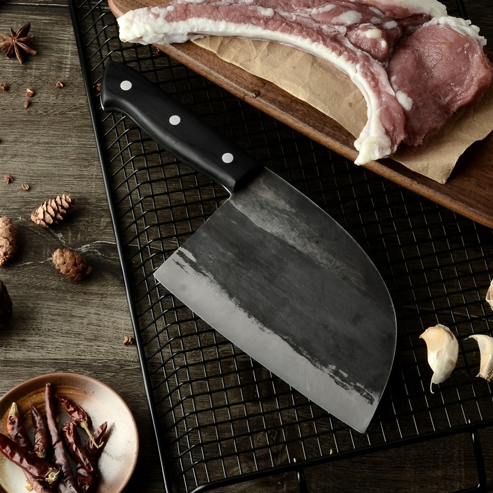 Forged High-Carbon Steel Butcher Bone Chopper Knife by HitMyNeed