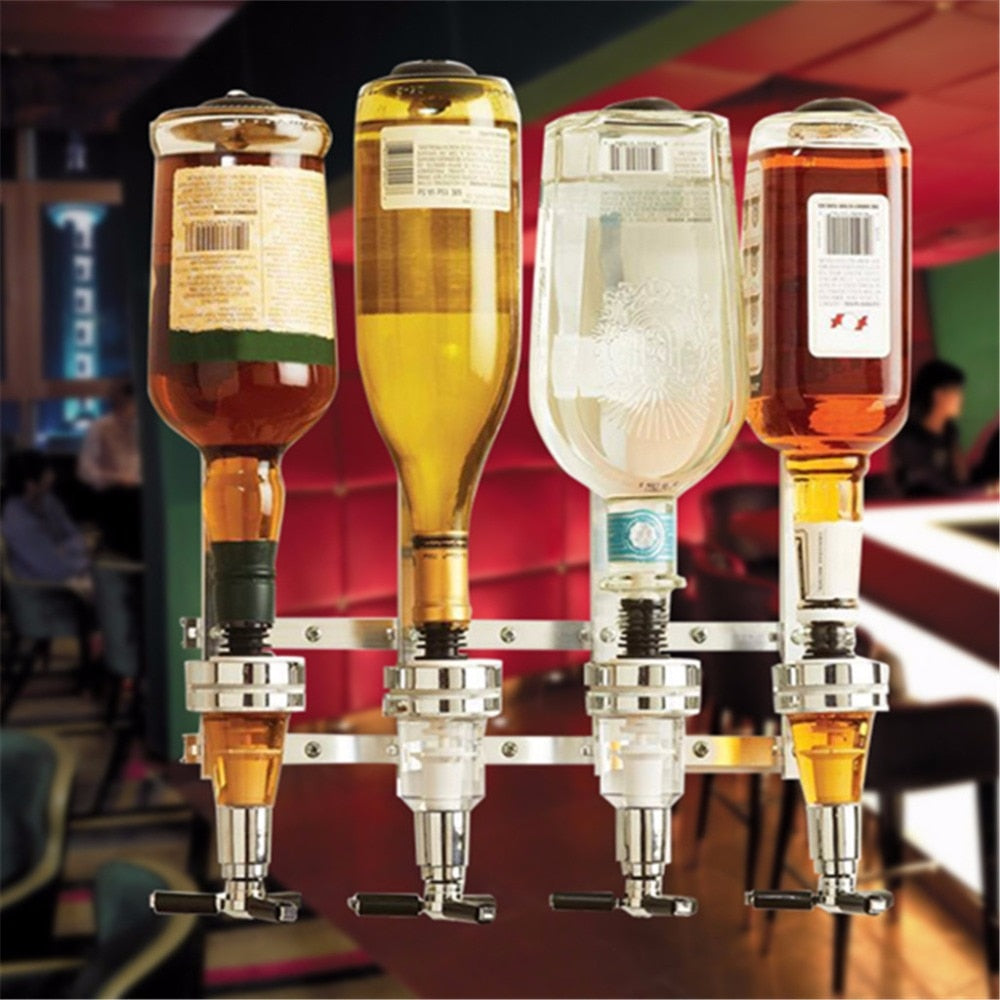 Four-Bottle Wall Mounted Wine Dispenser Pourer by HitMyNeed
