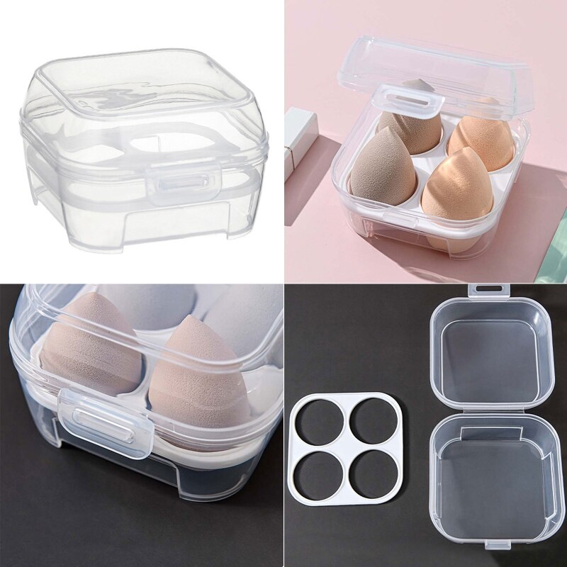 Four Grid Transparent Makeup Sponge Travel Case by HitMyNeed