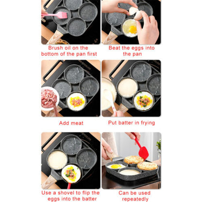Four Hole Non Stick Pancake Pan with Bakelite Handle by HitMyNeed