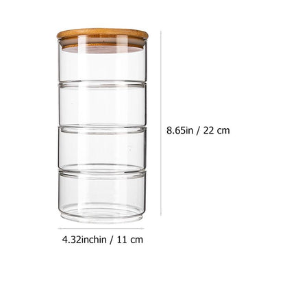 Four Layer Stackable Glass Jars with Bamboo Lid by HitMyNeed