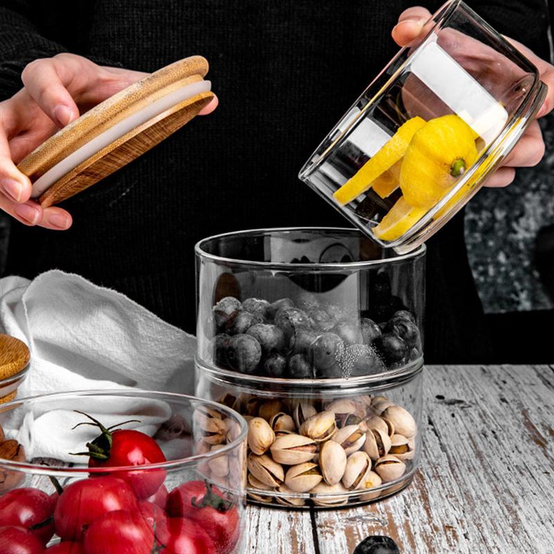 Four Layer Stackable Glass Jars with Bamboo Lid by HitMyNeed