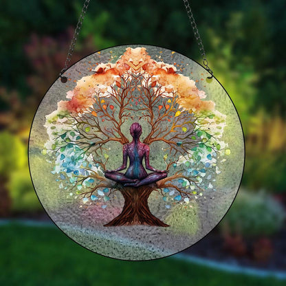 Four Seasons Tree of Life Stained Glass Suncatcher by HitMyNeed
