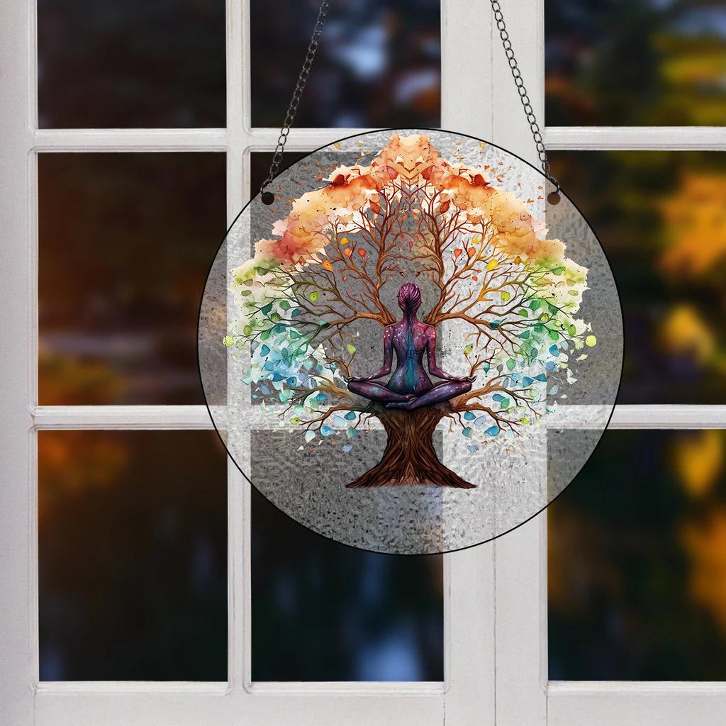 Four Seasons Tree of Life Stained Glass Suncatcher by HitMyNeed