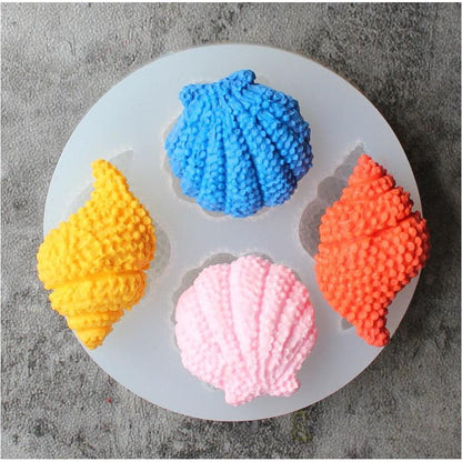 Four-Slot Seashell Silicone Mold for Resin & Baking by HitMyNeed