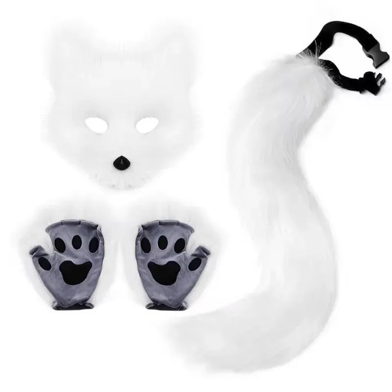 Fox Mask, Tail & Gloves Set for Halloween Cosplay by HitMyNeed