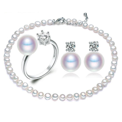 Freshwater Cultured Pearl Necklace, Ring & Earring Set by HitMyNeed