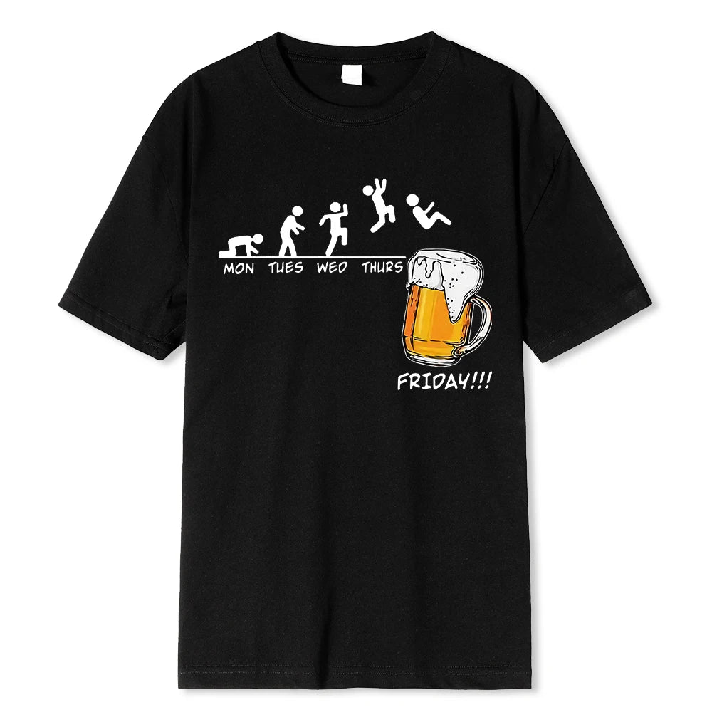 Friday Beer Graphic Men's Cotton T-Shirt black xxxl by HitMyNeed