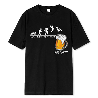 Friday Beer Graphic Men's Cotton T-Shirt black xxxl by HitMyNeed