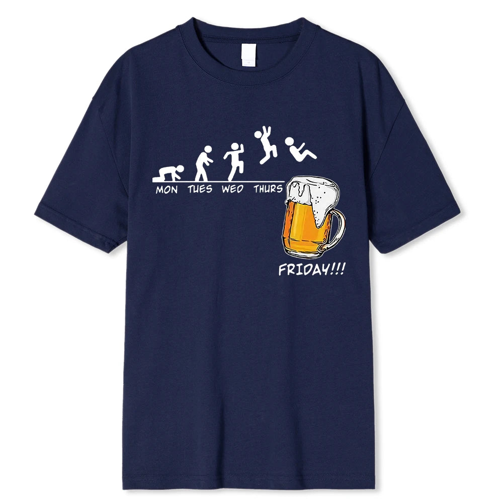 Friday Beer Graphic Men's Cotton T-Shirt dark-blue xxxl by HitMyNeed