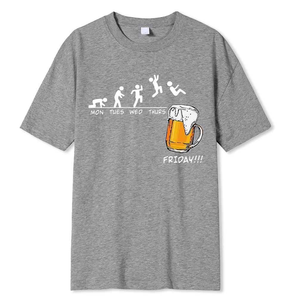 Friday Beer Graphic Men's Cotton T-Shirt gray xxxl by HitMyNeed