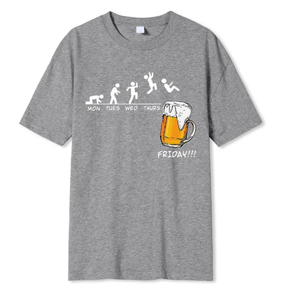Friday Beer Graphic Men's Cotton T-Shirt gray xxxl by HitMyNeed