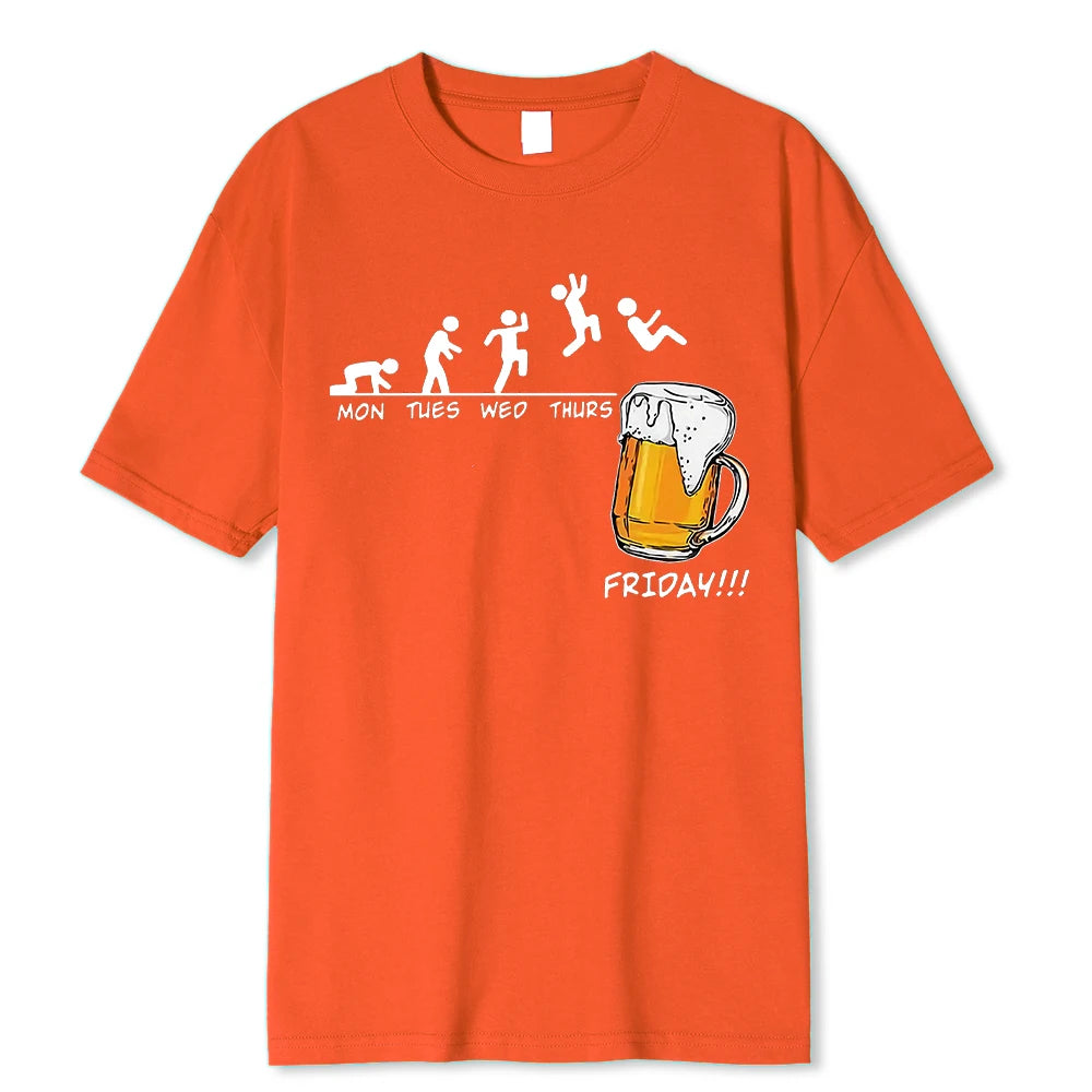 Friday Beer Graphic Men's Cotton T-Shirt orange xxxl by HitMyNeed
