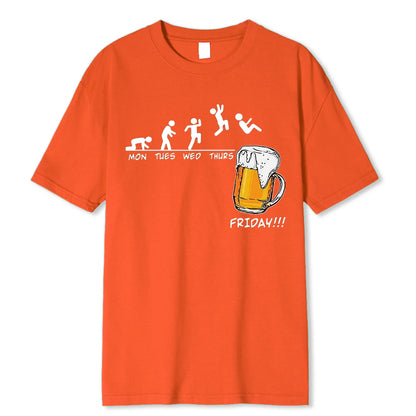 Friday Beer Graphic Men's Cotton T-Shirt orange xxxl by HitMyNeed