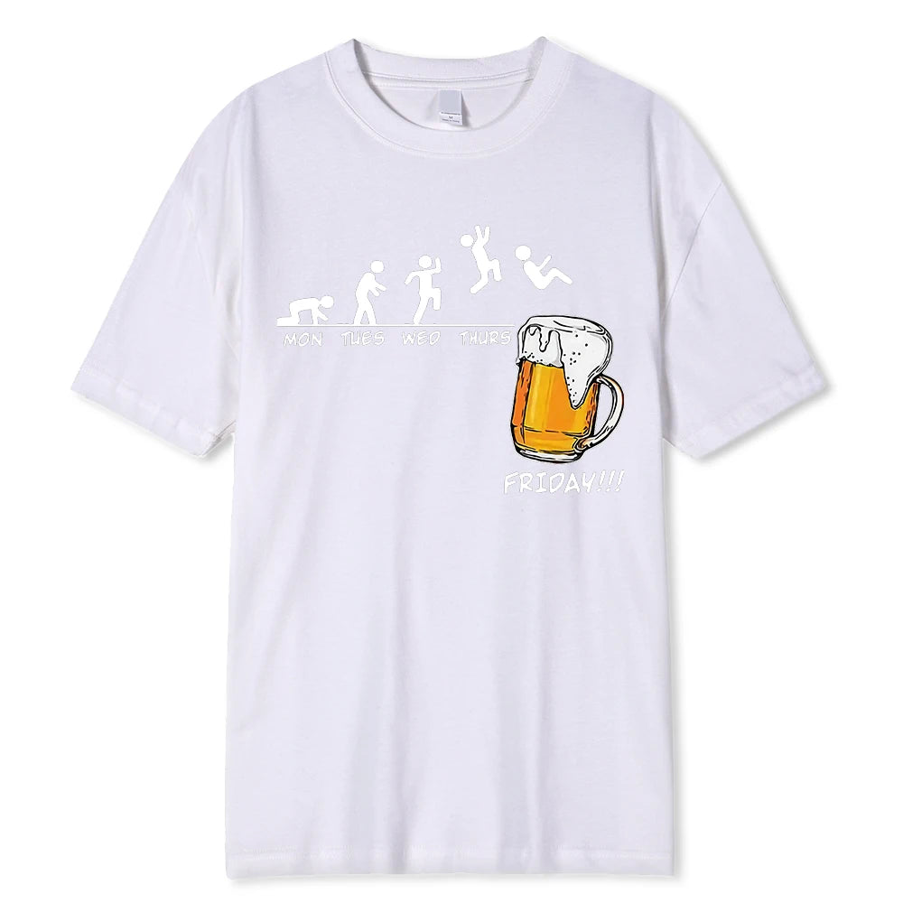 Friday Beer Graphic Men's Cotton T-Shirt white xxxl by HitMyNeed